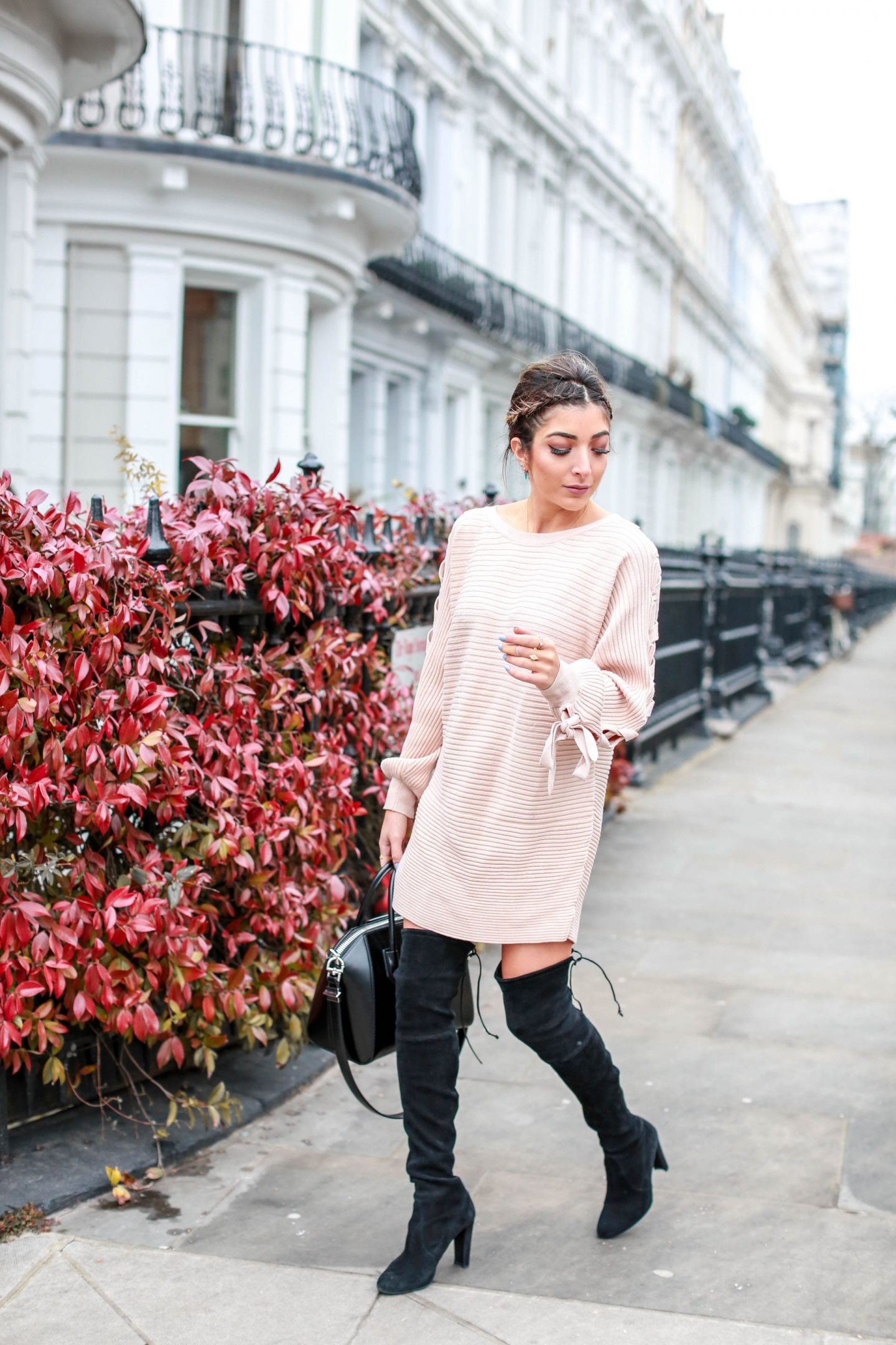 Jumper dress and cheap knee high boots